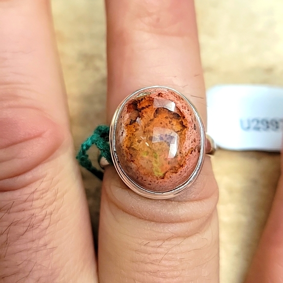 Natural Fire Opal Ring 10.8Ct Sterling size 7 - Picture 2 of 7